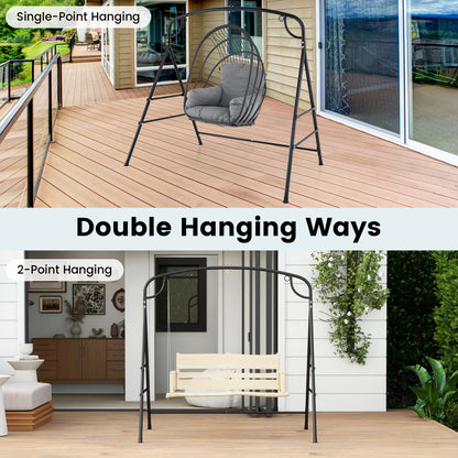 Outdoor Metal Swing Stand, 4 Support Bars, 2 Hanging Ways, Black Porch Swings at Gallery Canada