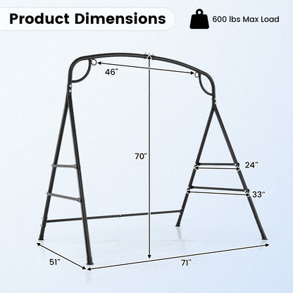 Outdoor Metal Swing Stand, 4 Support Bars, 2 Hanging Ways, Black Porch Swings at Gallery Canada