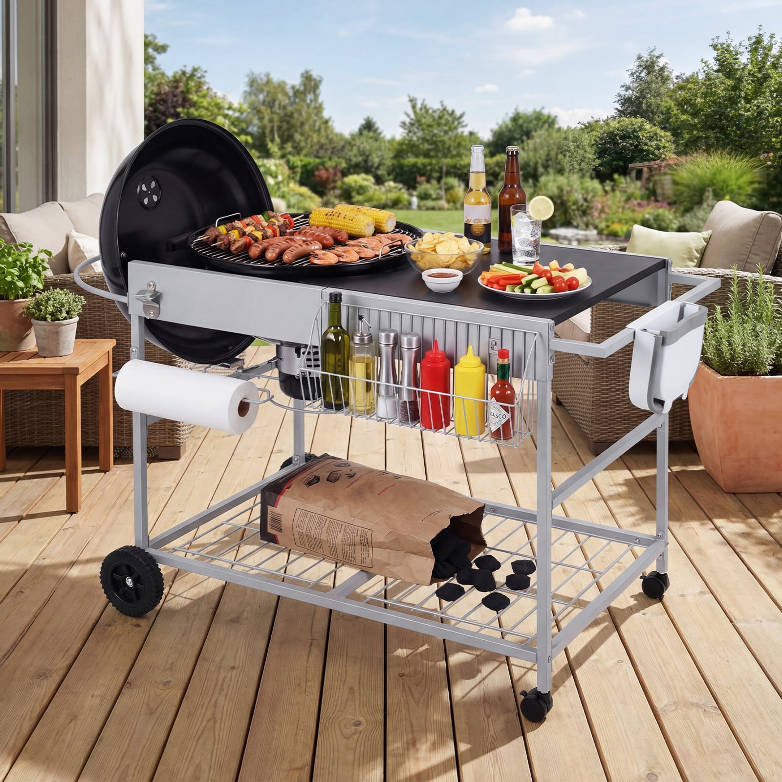 Outdoor Movable Grill Table, 18/22 Inch, Black Outdoor Grills at Gallery Canada