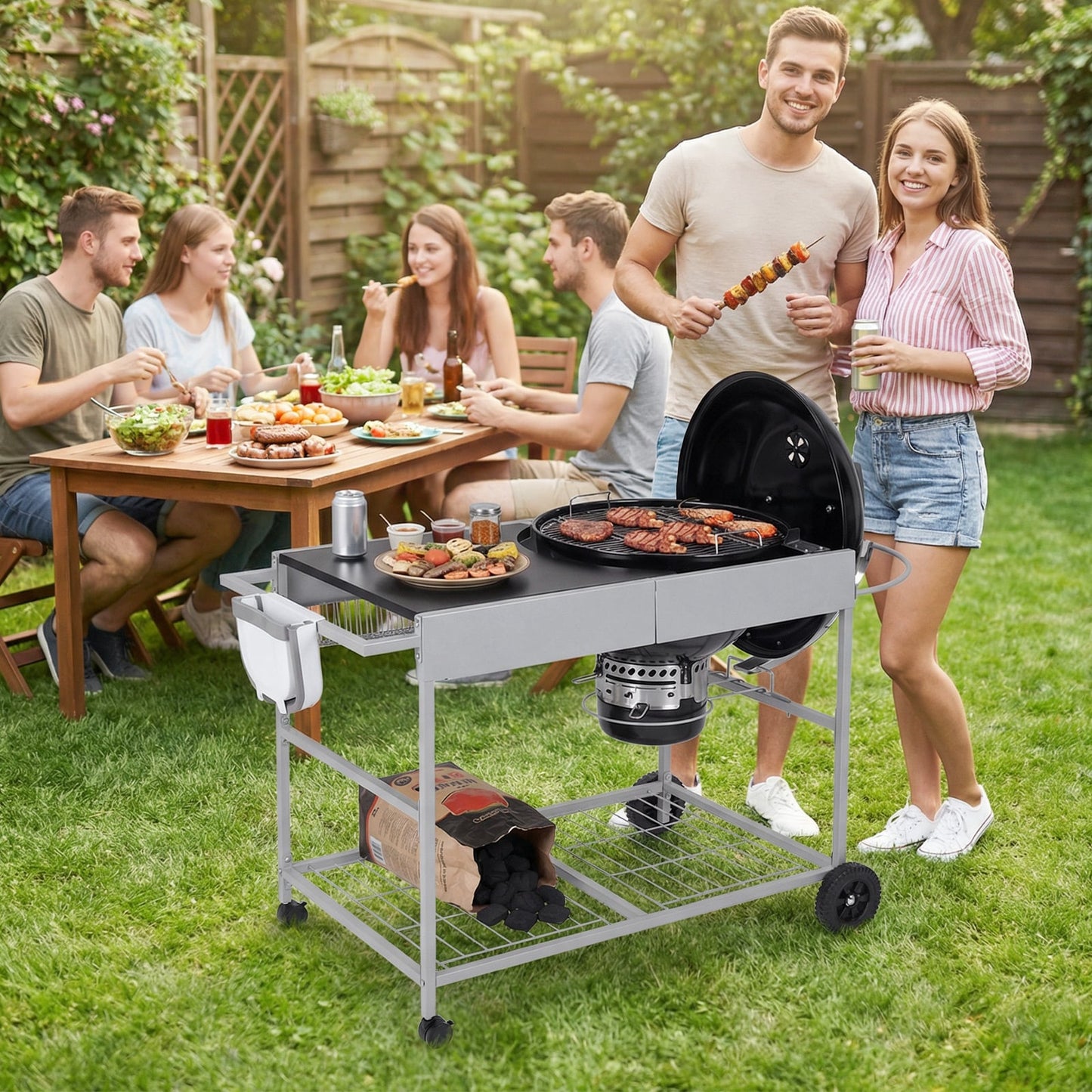 Outdoor Movable Grill Table, 18/22 Inch, Black Outdoor Grills at Gallery Canada