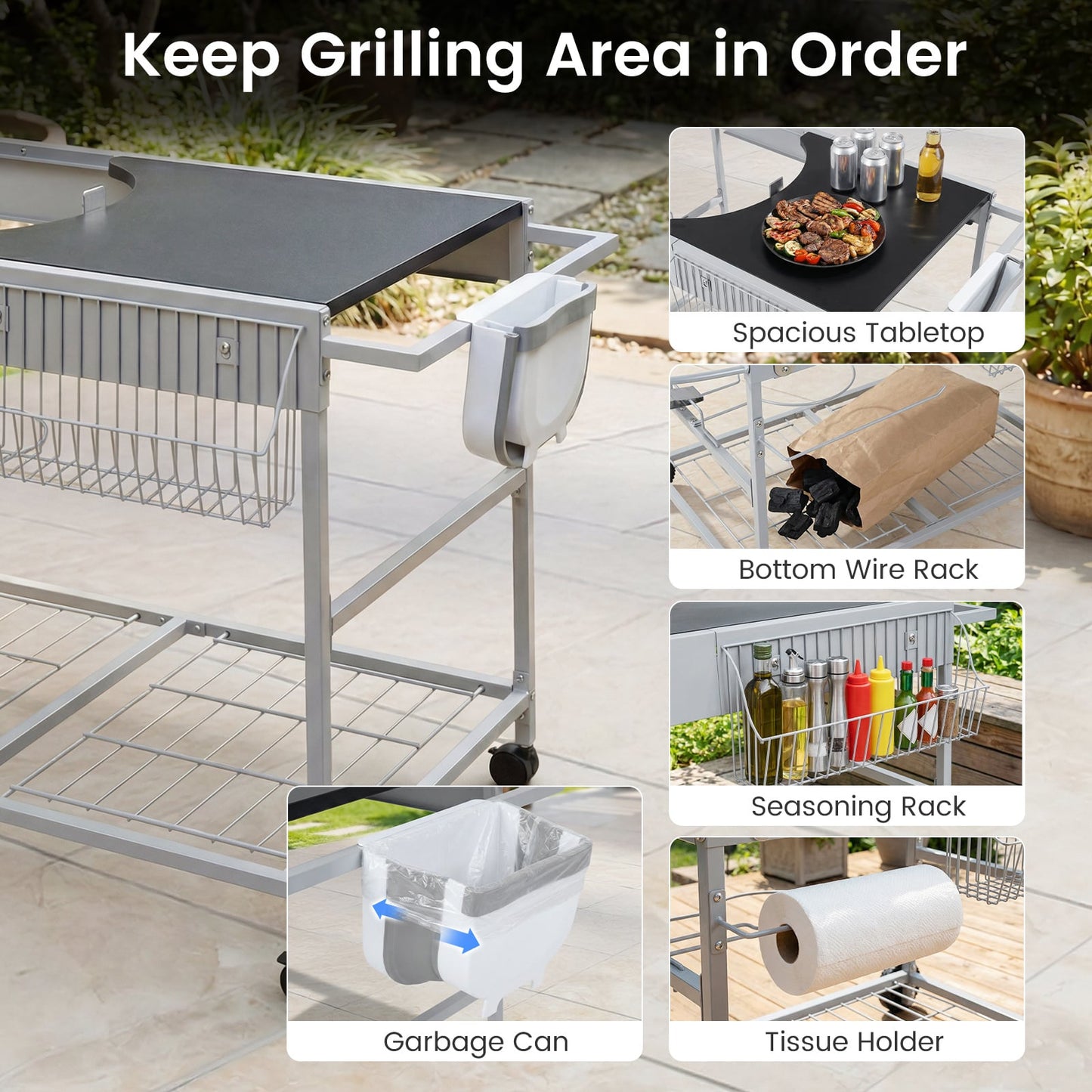 Outdoor Movable Grill Table, 18/22 Inch, Black Outdoor Grills at Gallery Canada