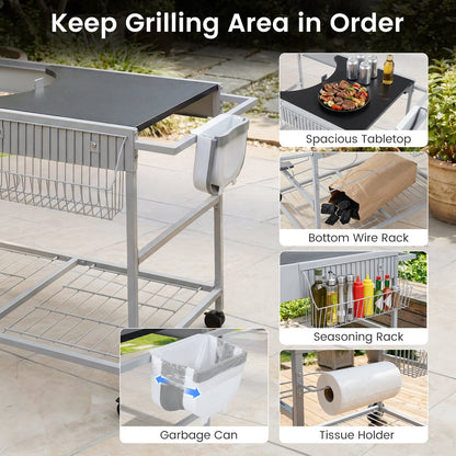 Outdoor Movable Grill Table, 18/22 Inch, Black Outdoor Grills at Gallery Canada