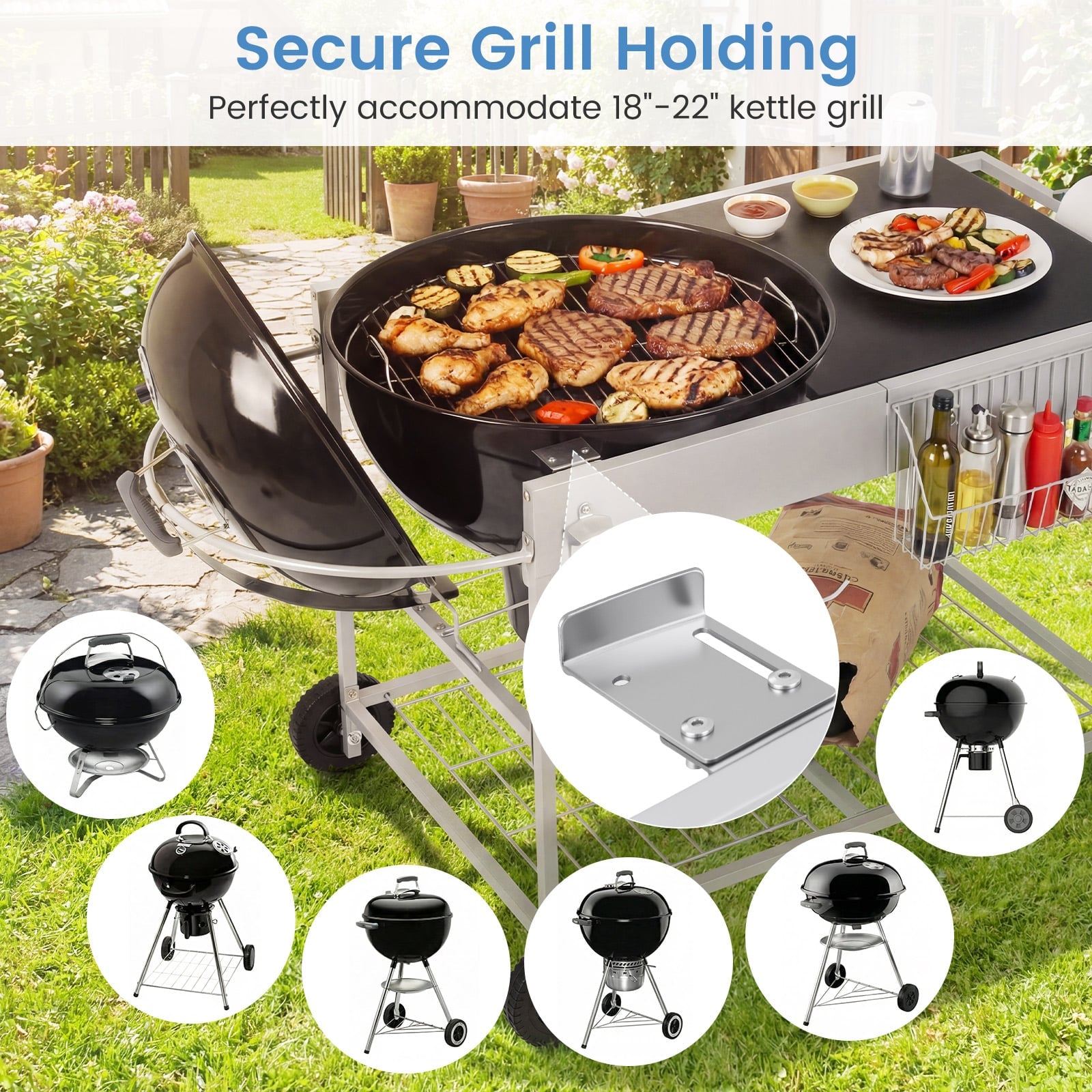 Outdoor Movable Grill Table, 18/22 Inch, Black Outdoor Grills at Gallery Canada