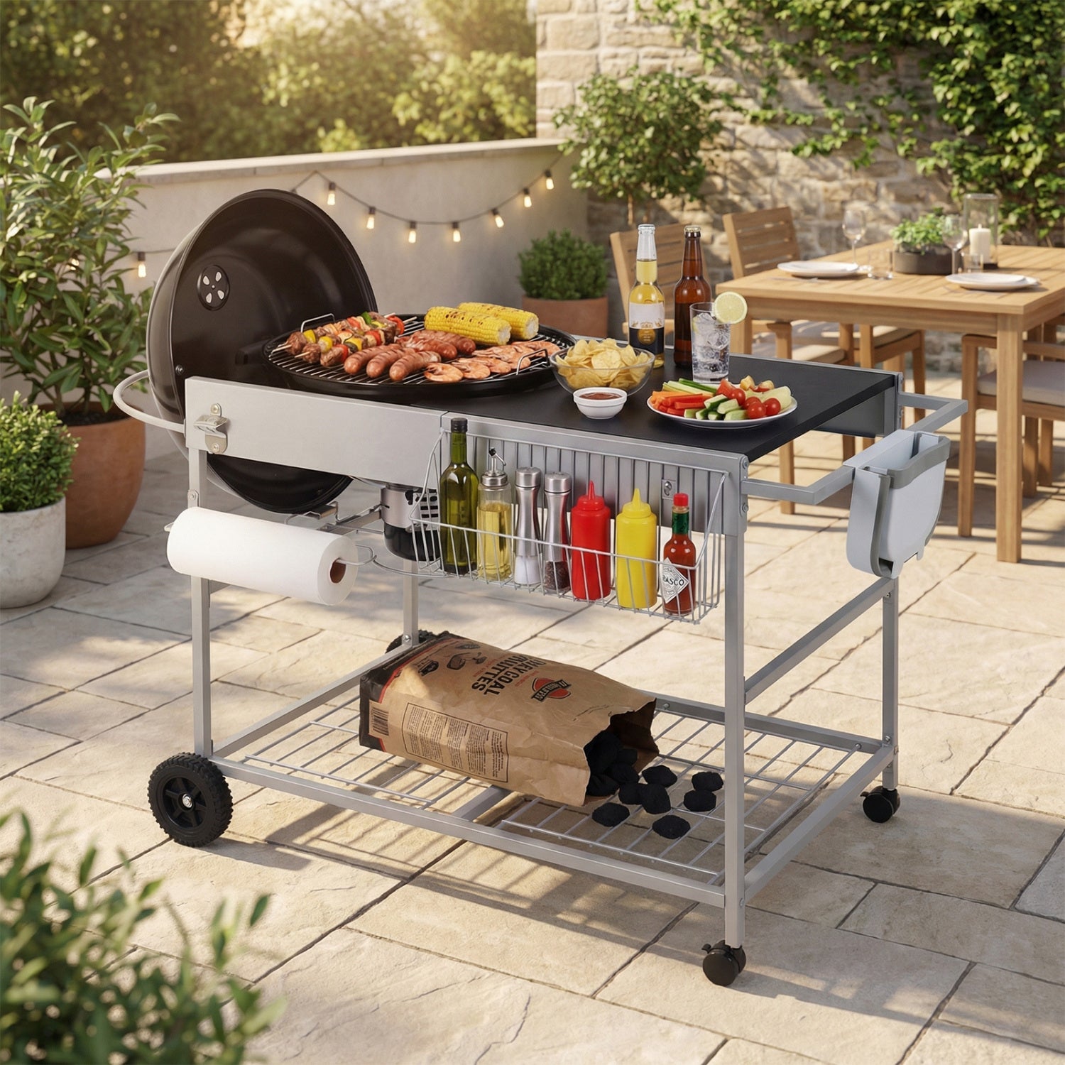 Outdoor Movable Grill Table, 18/22 Inch, Black Outdoor Grills at Gallery Canada