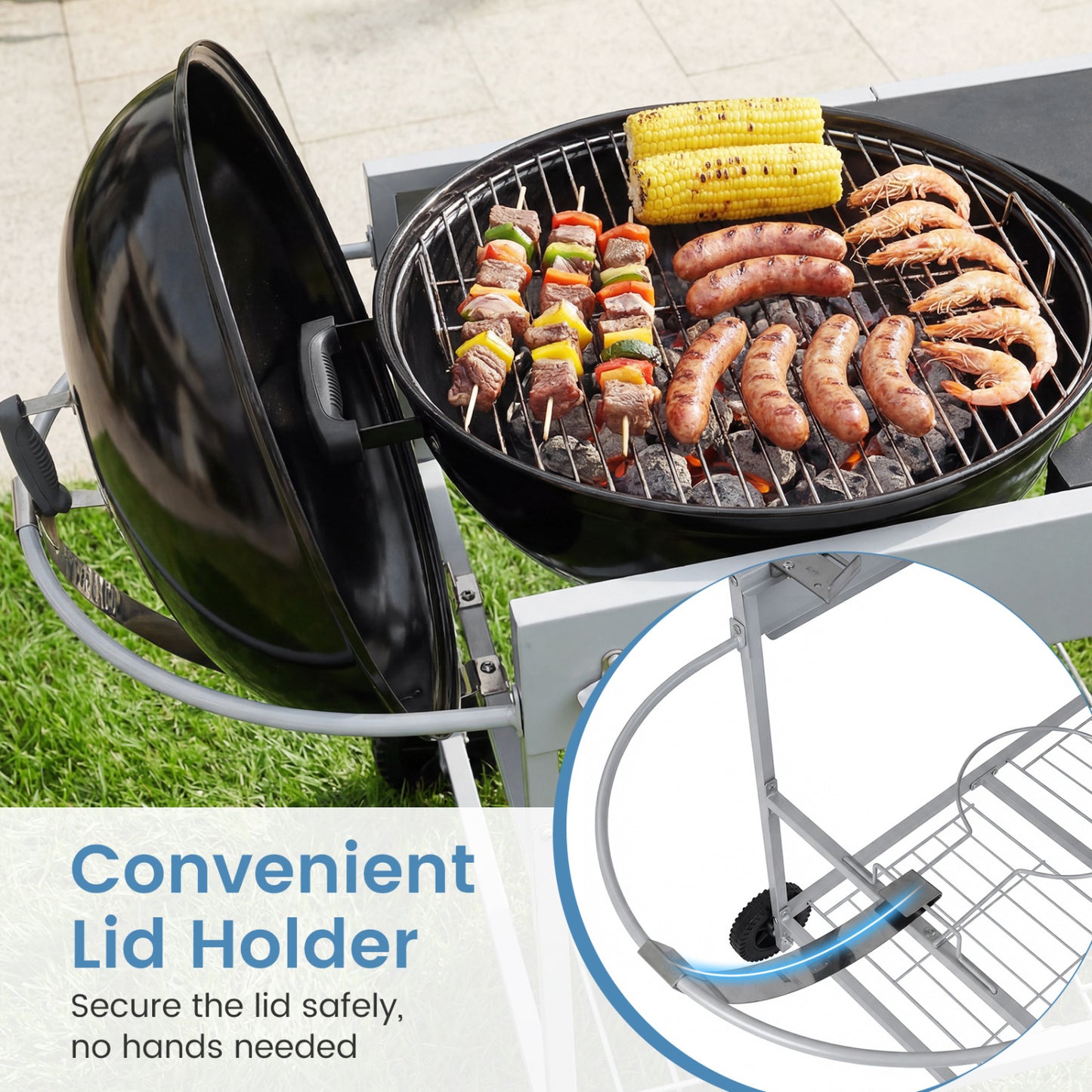 Outdoor Movable Grill Table, 18/22 Inch, Black Outdoor Grills at Gallery Canada