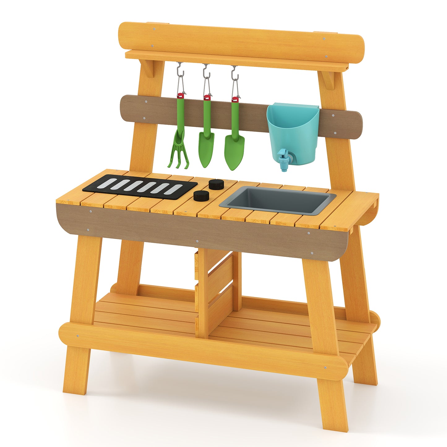 Outdoor Mud Kitchen for Kids Wooden Play Kitchen Toy for Boys Girls Aged 3-8, Yellow Play Kitchen Sets at Gallery Canada