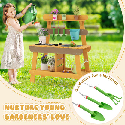 Outdoor Mud Kitchen for Kids Wooden Play Kitchen Toy for Boys Girls Aged 3-8, Yellow Play Kitchen Sets at Gallery Canada