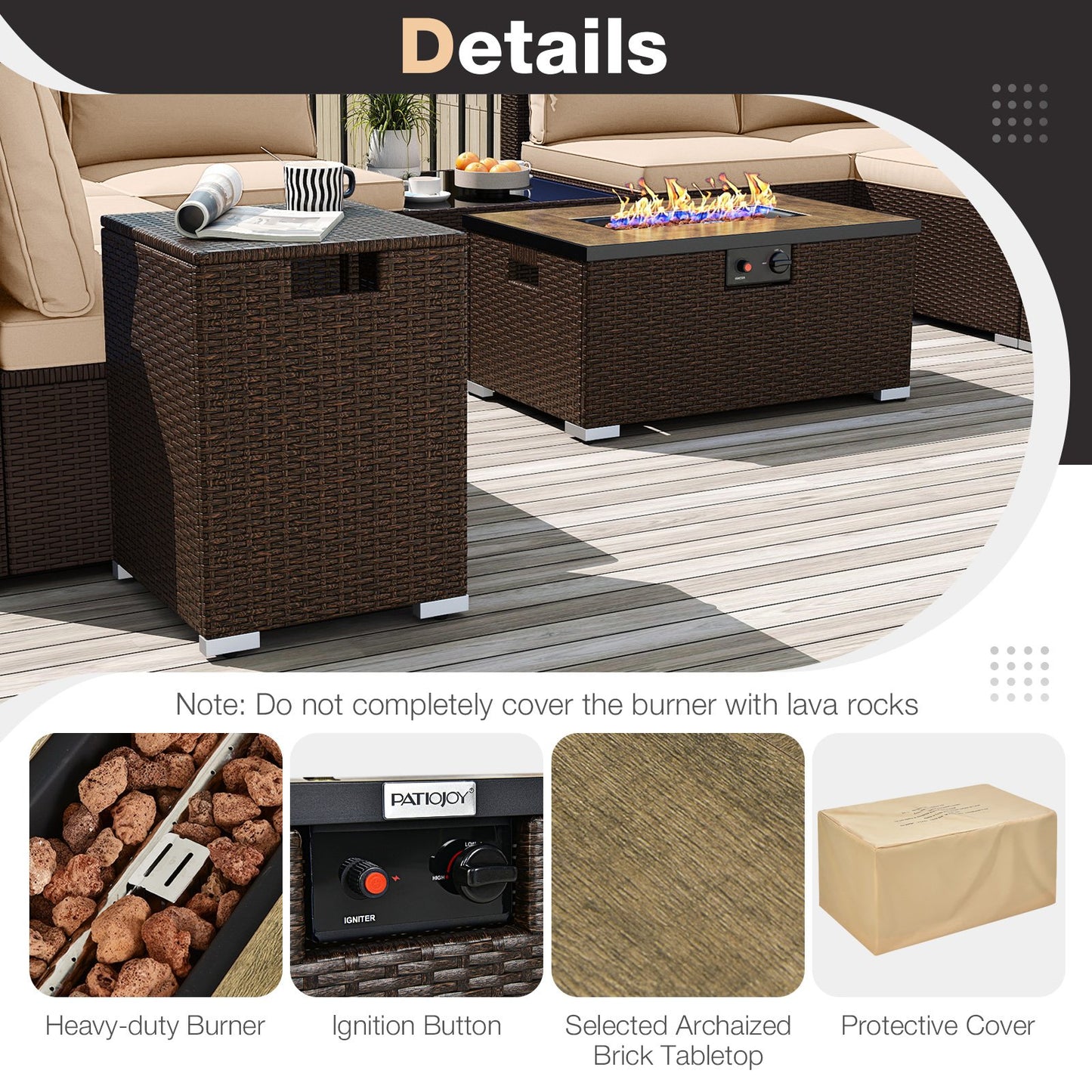 Outdoor PE Rattan Conversation Set with 32” Propane Fire Pit Table and Tank Holder, Beige Patio Conversation Sets at Gallery Canada