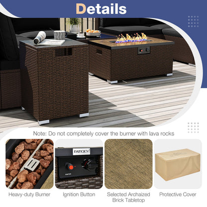 Outdoor PE Rattan Conversation Set with 32” Propane Fire Pit Table and Tank Holder, Black Patio Conversation Sets at Gallery Canada