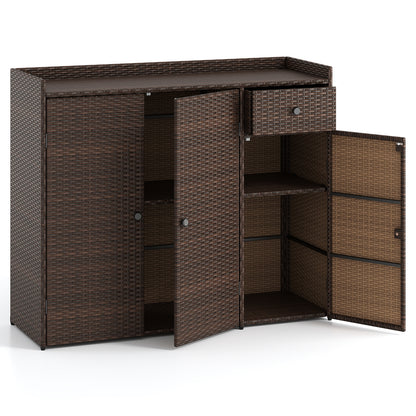 Outdoor PE Wicker Storage Cabinet, 3 Doors, For Deck Outdoor Storage & Garages Options at Gallery Canada