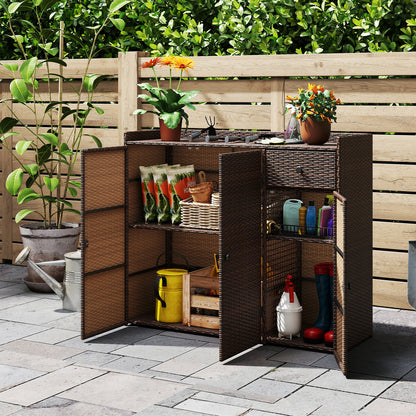 Outdoor PE Wicker Storage Cabinet, 3 Doors, For Deck Outdoor Storage & Garages at Gallery Canada