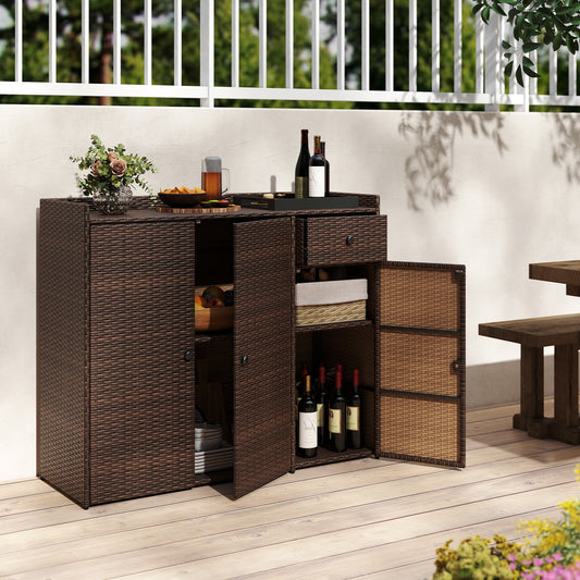 Outdoor PE Wicker Storage Cabinet, 3 Doors, For Deck Outdoor Storage & Garages Options at Gallery Canada
