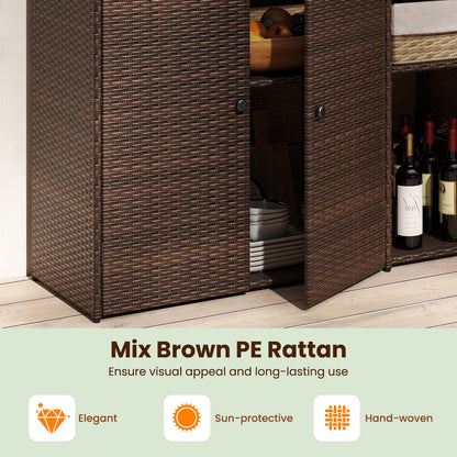 Outdoor PE Wicker Storage Cabinet, 3 Doors, For Deck Outdoor Storage & Garages at Gallery Canada