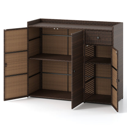 Outdoor PE Wicker Storage Cabinet, 3 Doors, For Deck Outdoor Storage & Garages at Gallery Canada