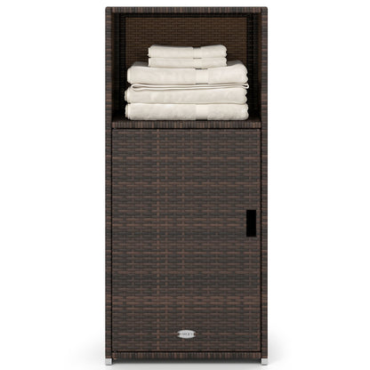 Outdoor PE Wicker Storage Cabinet with Door and Open Compartment for Patio, Brown Sheds & Outdoor Storage Brown at Gallery Canada