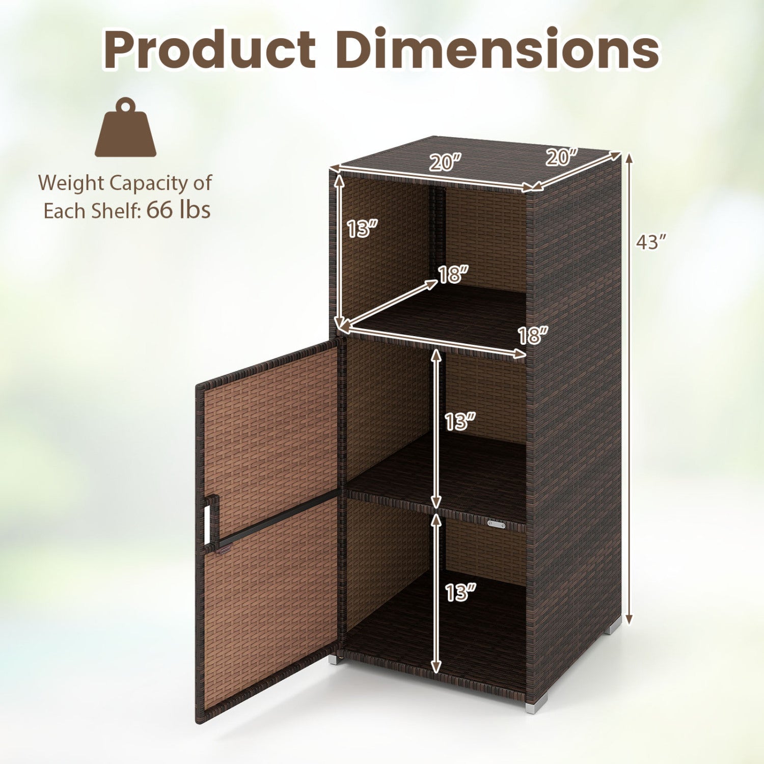 Outdoor PE Wicker Storage Cabinet with Door and Open Compartment for Patio, Brown Sheds & Outdoor Storage at Gallery Canada