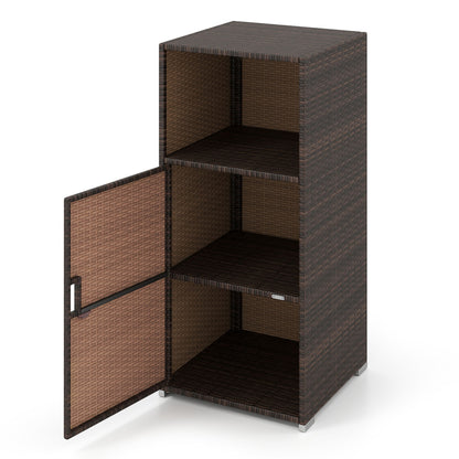 Outdoor PE Wicker Storage Cabinet with Door and Open Compartment for Patio, Brown Sheds & Outdoor Storage at Gallery Canada