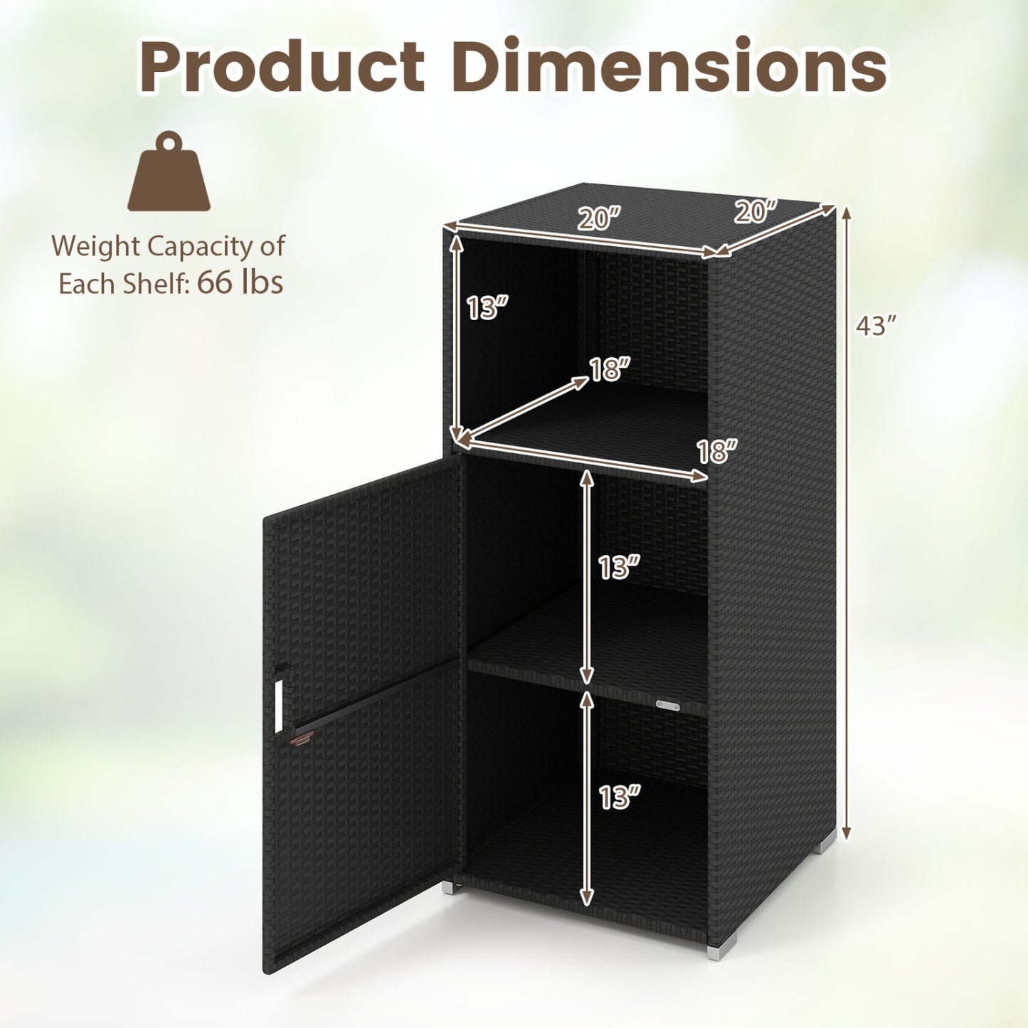 Outdoor PE Wicker Storage Cabinet with Door and Open Compartment for Patio, Black Sheds & Outdoor Storage at Gallery Canada