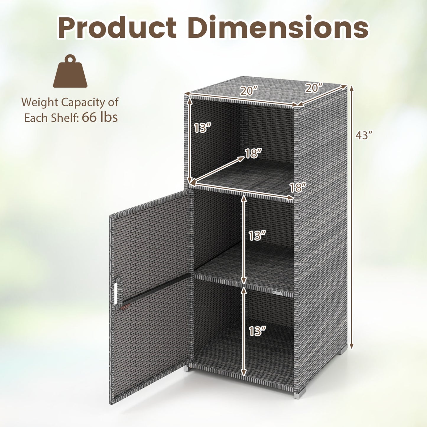 Outdoor PE Wicker Storage Cabinet with Door and Open Compartment for Patio, Gray Sheds & Outdoor Storage at Gallery Canada