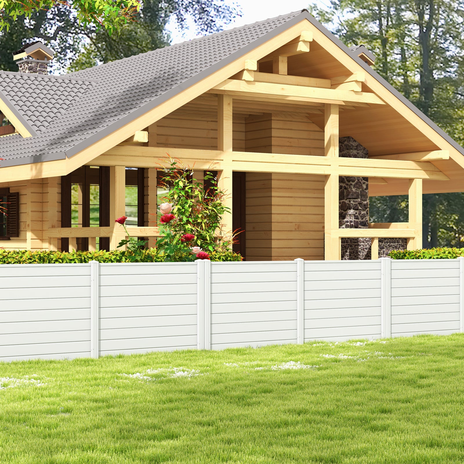 Outdoor PVC Air Conditioner Fence with 20 Inch Long Stakes, White Decorative Fencing & Flooring at Gallery Canada