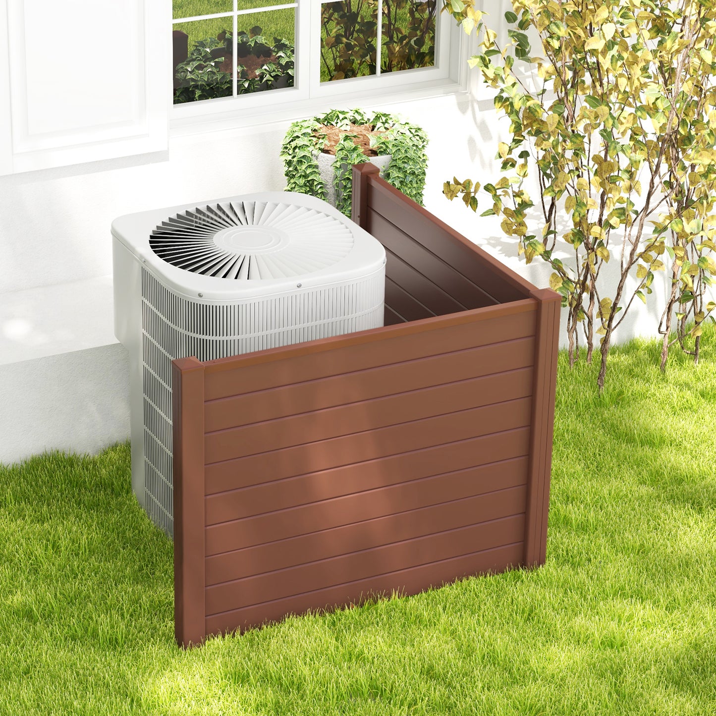 Outdoor PVC Air Conditioner Fence, 20 Inch, Brown Decorative Fencing & Flooring at Gallery Canada