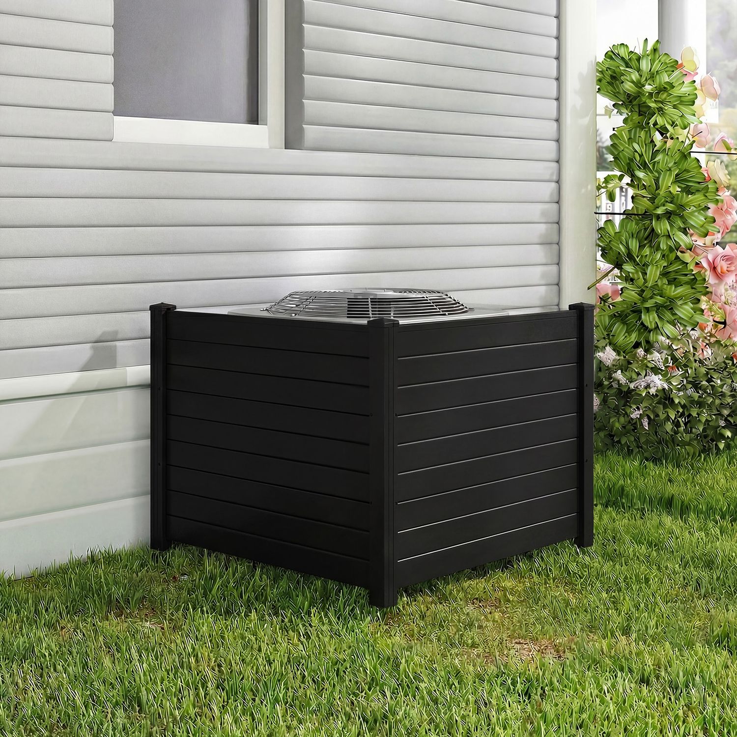 PVC Air Conditioner Fence, 20 Inch Stakes, Black Decorative Fencing & Flooring at Gallery Canada