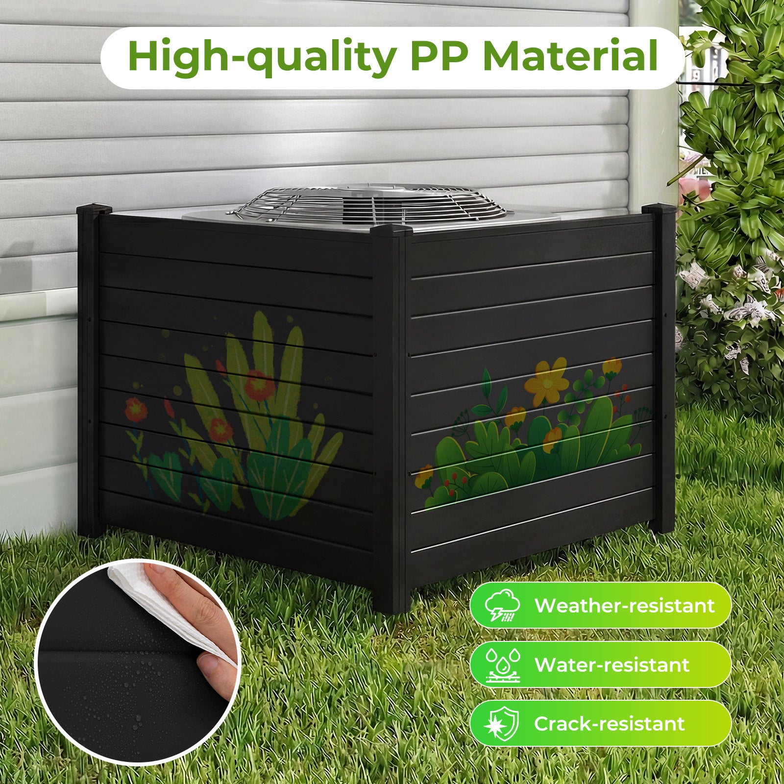 Outdoor PVC Privacy Screens, 20 Inch Fence Panels, Black Decorative Fencing & Flooring at Gallery Canada