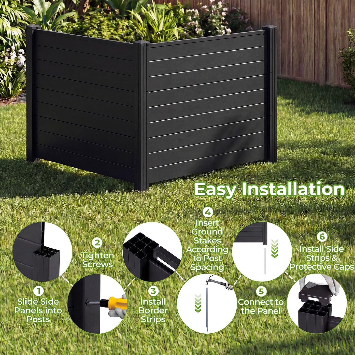 Outdoor PVC Privacy Screens, 20 Inch Fence Panels, Black Decorative Fencing & Flooring at Gallery Canada