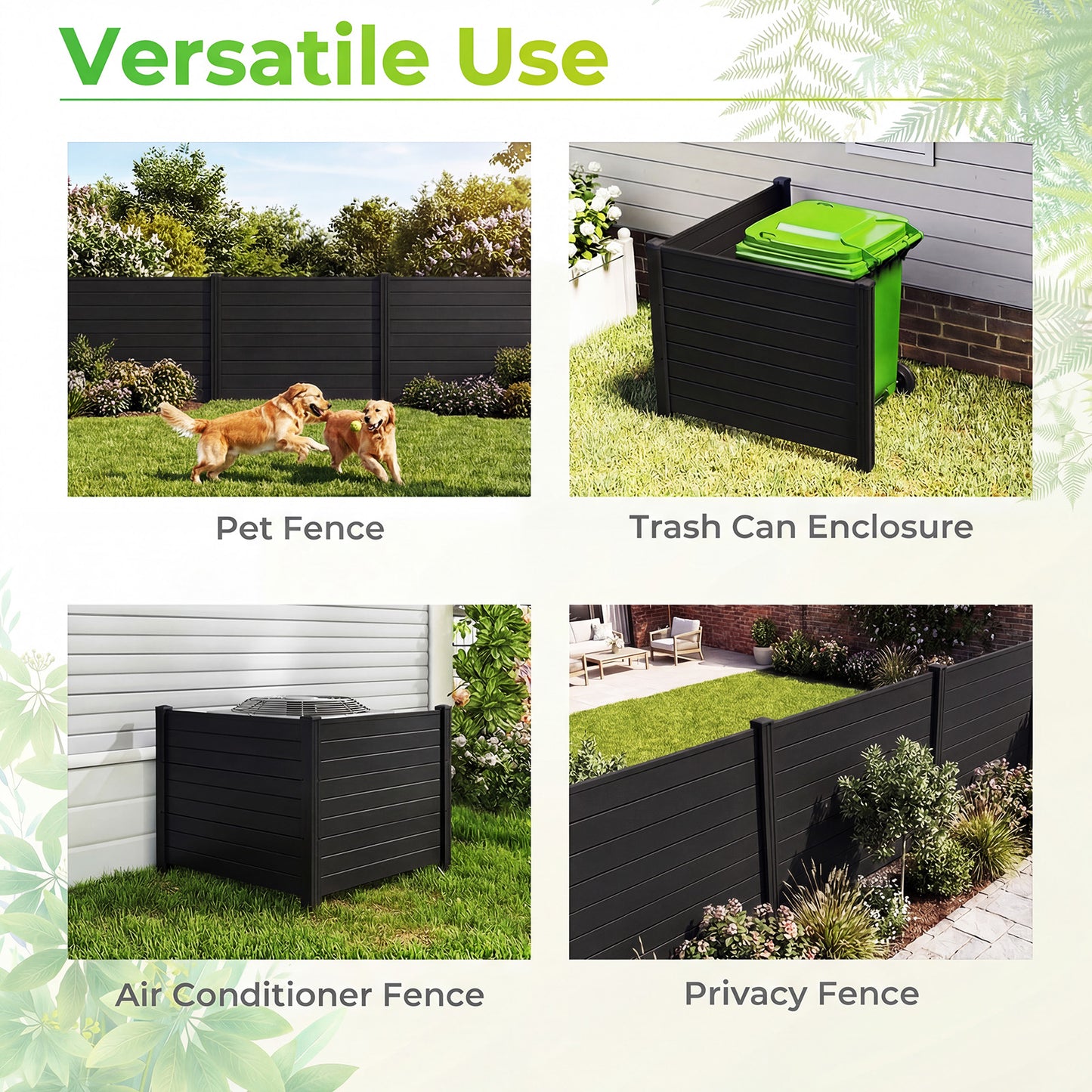 Outdoor PVC Privacy Screens, 20 Inch Fence Panels, Black Decorative Fencing & Flooring at Gallery Canada