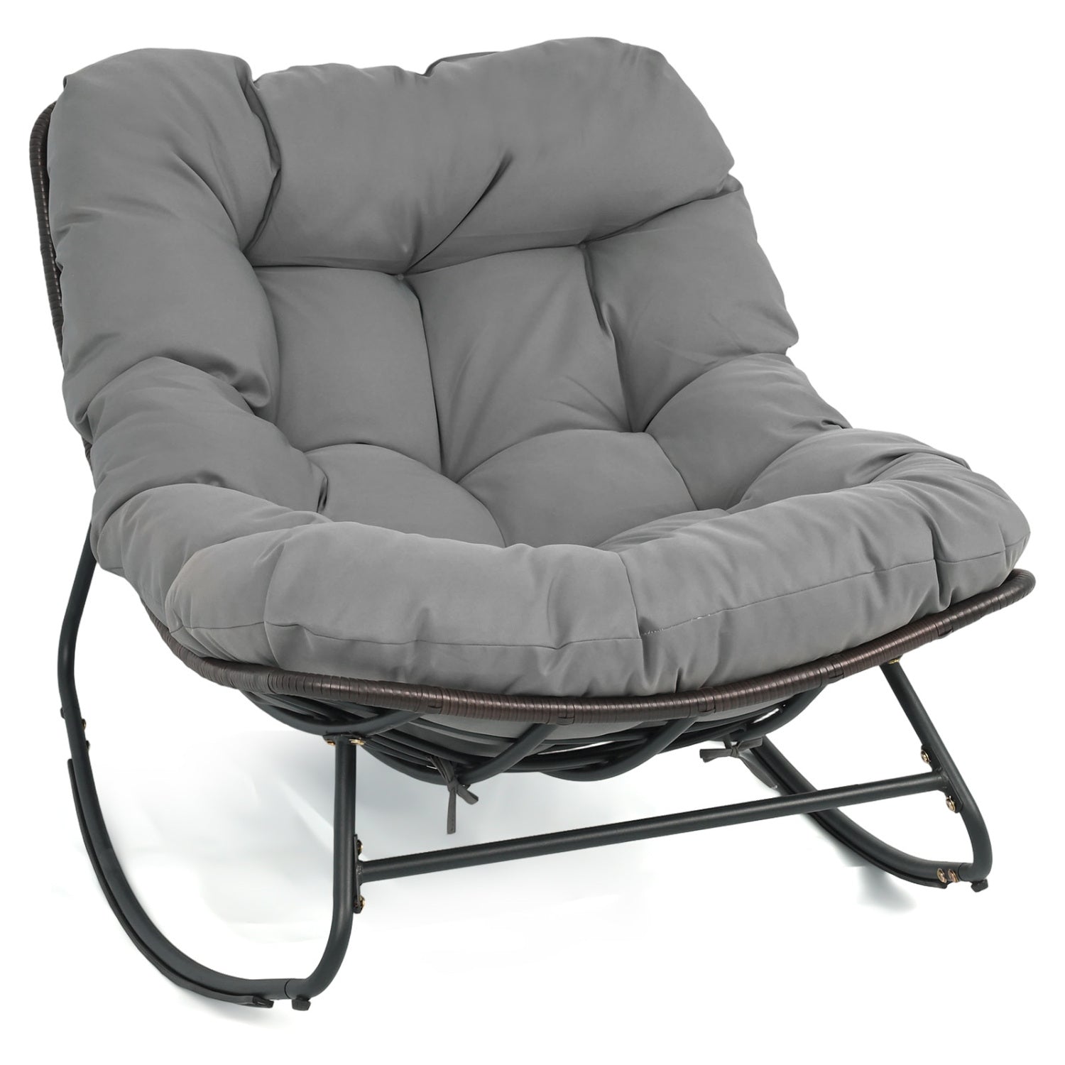 Outdoor Papasan Rocking Chair, Thick Cushion, Gray Patio Rocking Chairs & Gliders Gray at Gallery Canada
