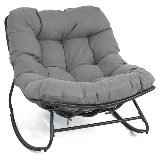 Outdoor Papasan Rocking Chair, Thick Cushion, Gray Patio Rocking Chairs & Gliders Gray at Gallery Canada