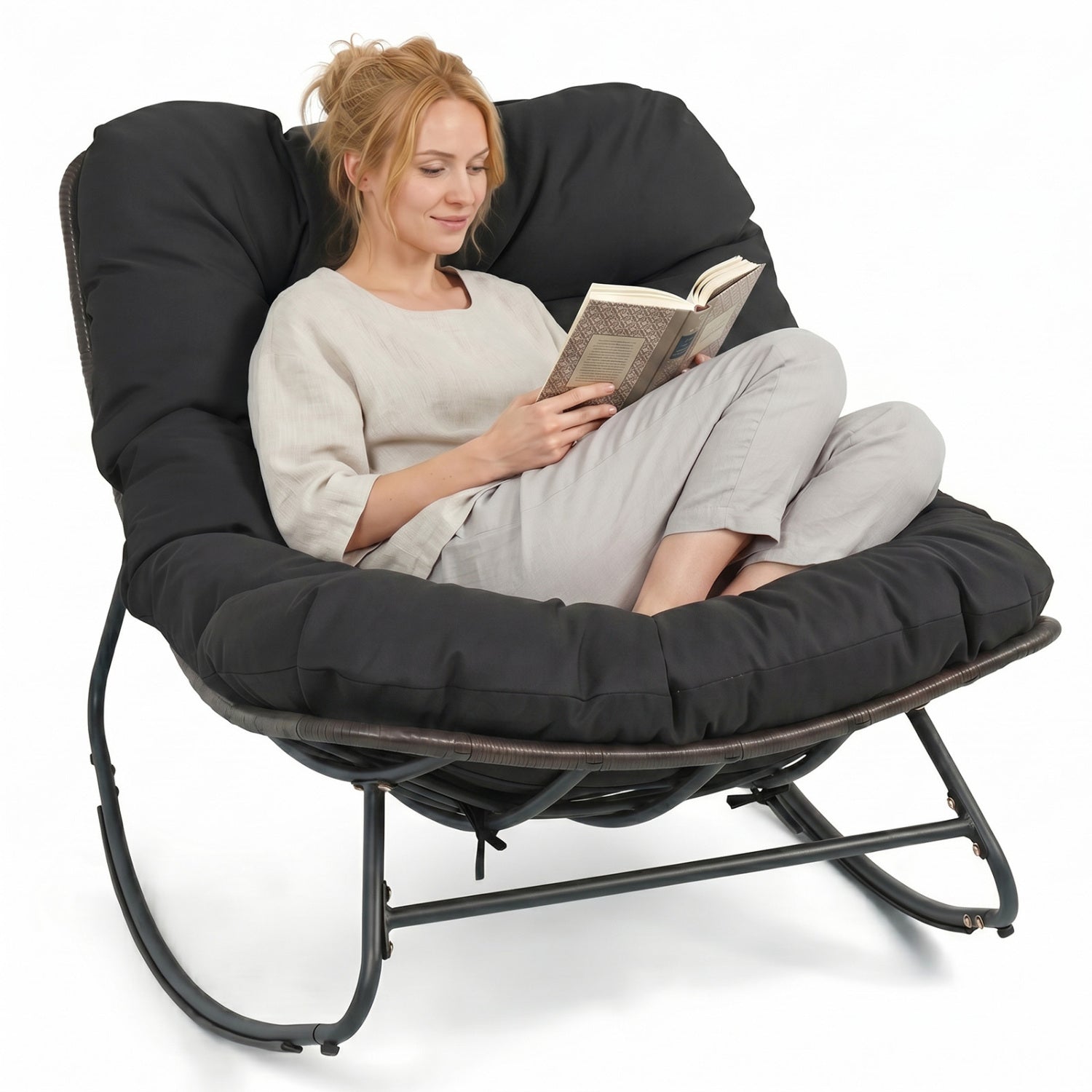 Outdoor Papasan Rocking Chair, Black Patio Rocking Chairs & Gliders at Gallery Canada