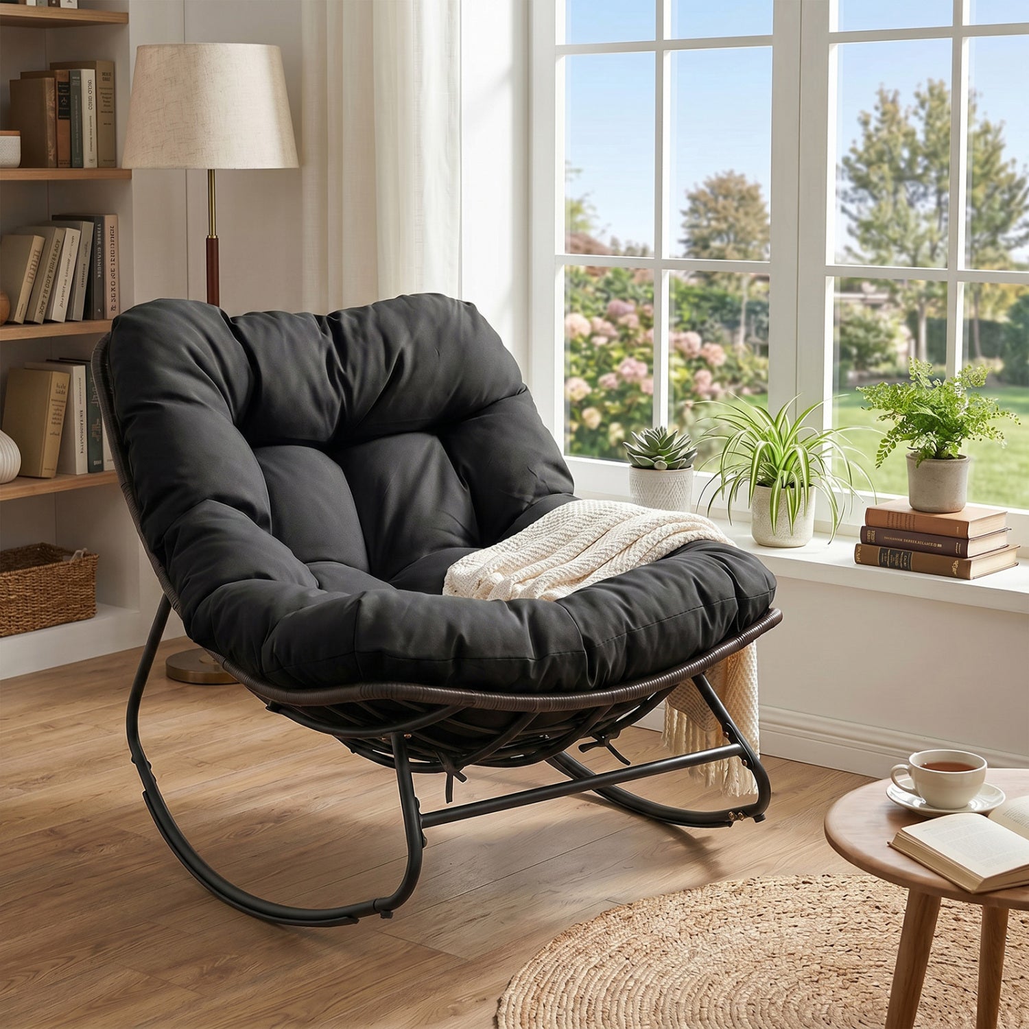 Outdoor Papasan Rocking Chair, Black Patio Rocking Chairs & Gliders at Gallery Canada