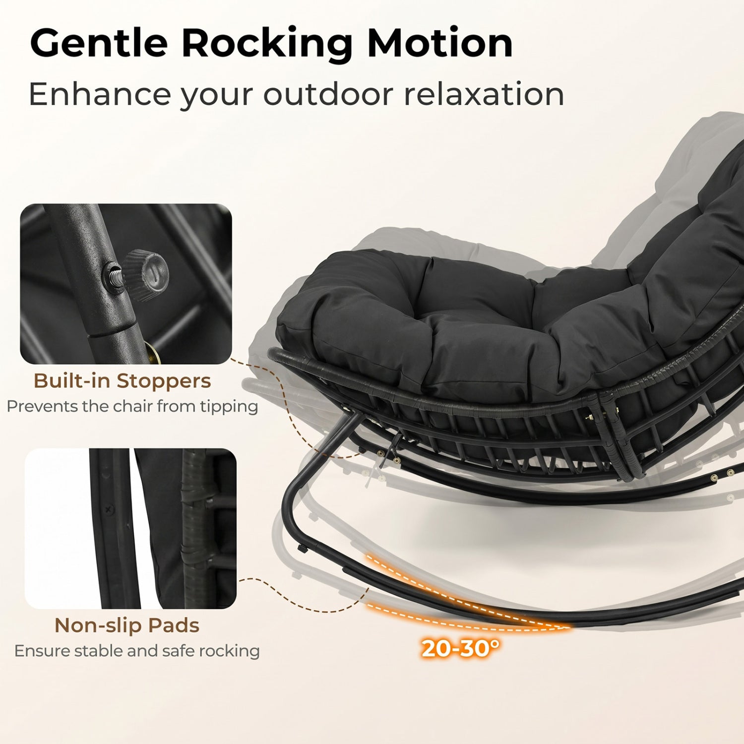 Outdoor Papasan Rocking Chair, Black Patio Rocking Chairs & Gliders at Gallery Canada