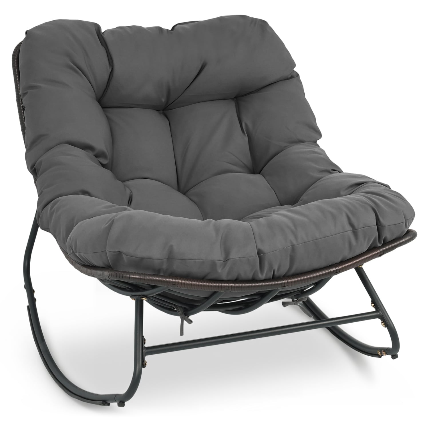 Outdoor Papasan Rocking Chair, Thick Cushion, Gray Patio Rocking Chairs & Gliders Gray at Gallery Canada