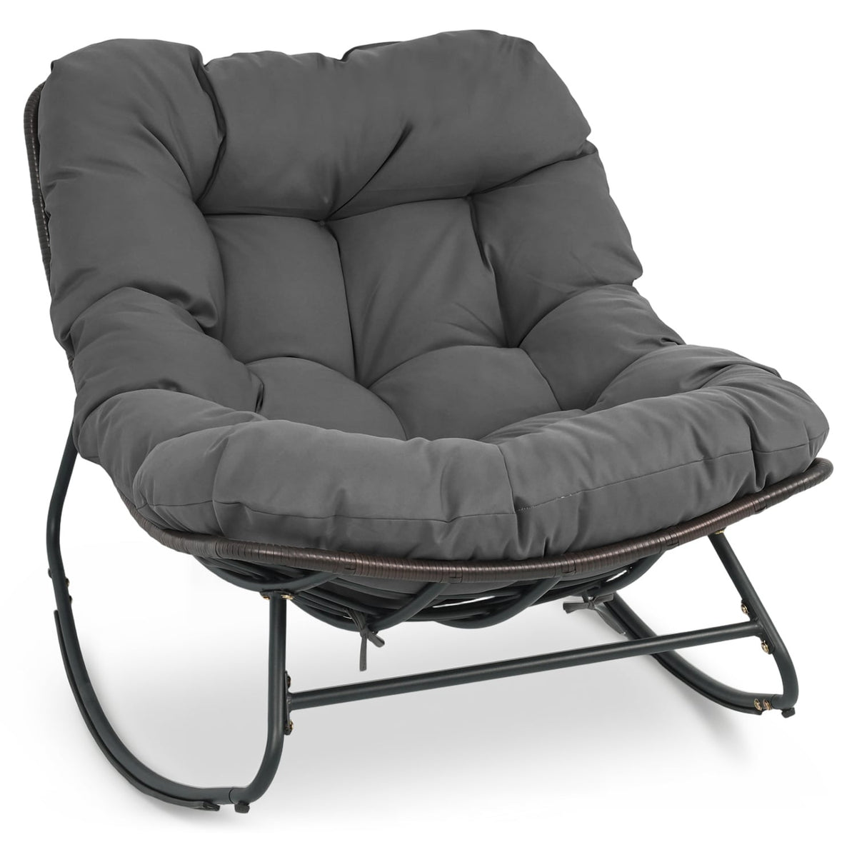 Outdoor Papasan Rocking Chair, Thick Cushion, Gray Patio Rocking Chairs & Gliders Gray at Gallery Canada