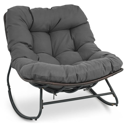 Outdoor Papasan Rocking Chair, Thick Cushion, Gray Patio Rocking Chairs & Gliders Gray at Gallery Canada