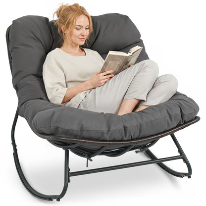 Outdoor Papasan Rocking Chair, Thick Cushion, Gray Patio Rocking Chairs & Gliders at Gallery Canada