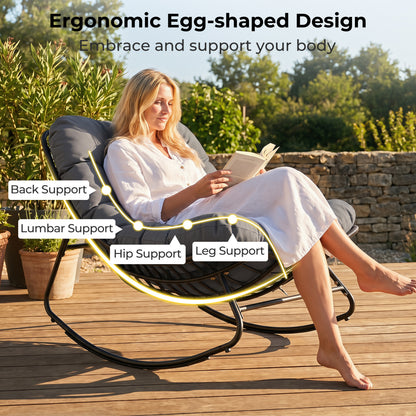 Outdoor Papasan Rocking Chair, Thick Cushion, Gray Patio Rocking Chairs & Gliders at Gallery Canada