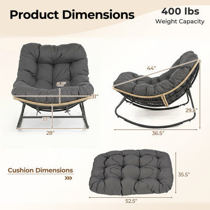 Outdoor Papasan Rocking Chair with Thick Cushioned Seat for Patio, Gray Patio Rocking Chairs & Gliders at Gallery Canada