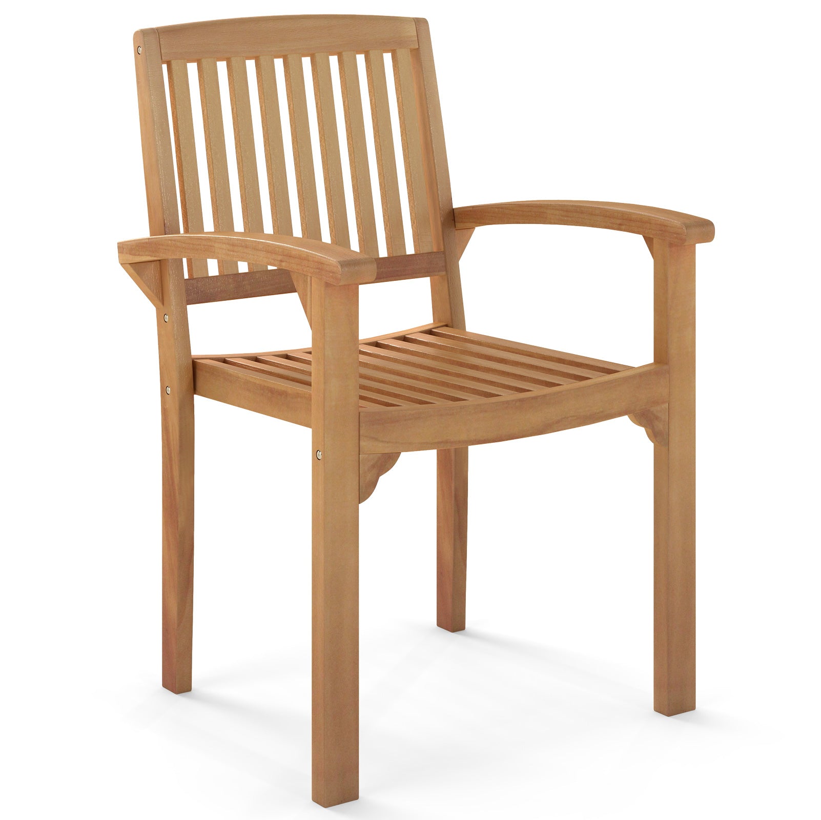 Outdoor Patio Chair, Slatted Curved Seat, Natural Patio Dining Chairs at Gallery Canada