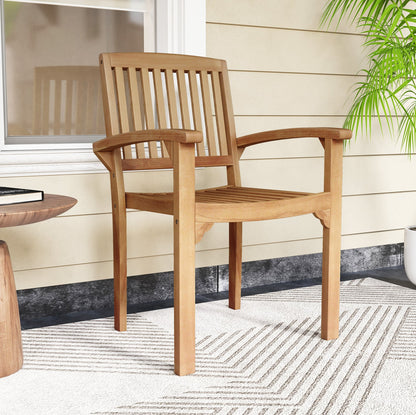Outdoor Patio Chair, Slatted Curved Seat, Natural Patio Dining Chairs at Gallery Canada