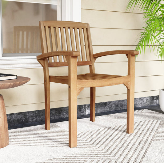 Outdoor Patio Chair, Slatted Curved Seat, Natural Patio Dining Chairs Natural at Gallery Canada