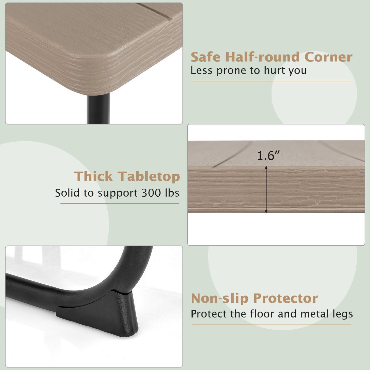 Outdoor Picnic Table With 4 Benches, Umbrella Hole, Brown Picnic Tables at Gallery Canada