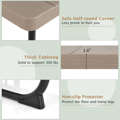 Outdoor Picnic Table With 4 Benches, Umbrella Hole, Brown Picnic Tables at Gallery Canada