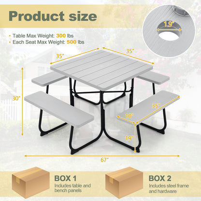 Outdoor Picnic Table With 4 Benches, Umbrella Hole, Gray Picnic Tables at Gallery Canada
