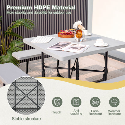 Outdoor Picnic Table With 4 Benches, Umbrella Hole, Gray Picnic Tables at Gallery Canada