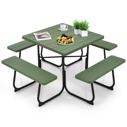 Outdoor Picnic Table With 4 Benches, Umbrella Hole, Green Picnic Tables at Gallery Canada