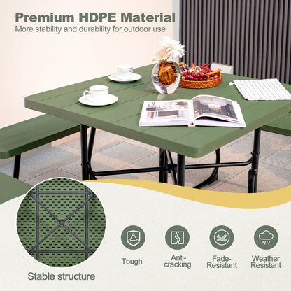 Outdoor Picnic Table With 4 Benches, Umbrella Hole, Green Picnic Tables at Gallery Canada