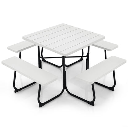 Outdoor Picnic Table With 4 Benches, Umbrella Hole, White Picnic Tables at Gallery Canada